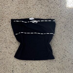 Cotton On Black Tube Top with White Detailing